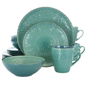 Elama Sea Foam Mozaic 16 Piece Luxurious Stoneware Dinnerware with Complete Setting for 4